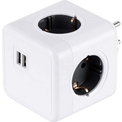 Πολύπριζο Ασφαλείας 4 Θέσεων & 2 Usb Childproof PowerCube Pro 79633 7,5x11,5x7,5cm White-Grey GloboStar