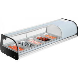 Βιτρίνα Σούσι VEVOR, Ψυγείο Sushi 52L, Επιτραπέζια Βιτρίνα 5 Τηγανιών με Καμπύλο Γυαλί, Φωτισμό LED και Ψηφιακό Έλεγχο Θερμοκρασίας, για Πάγκο Sushi-Bar, Εστιατόριο, Κατάστημα