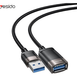 Yesido GS26 Καλώδιο Braided USB-A Male 2.0 to USB-A Female 1.5m Black