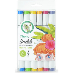 Ohuhu Honolulu Basic Tones Μαρκαδόροι Ζωγραφικής Σετ 6 Χρώματα