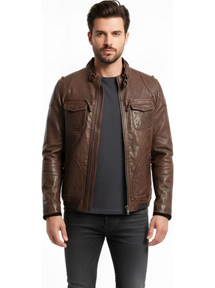 Arma Δερμάτινο Μπουφάν της σειράς Mays & Rose - 02 0117 1 XW Brown