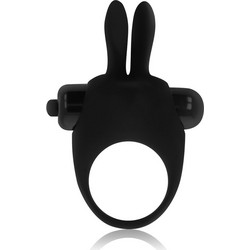 Ohmama Silicone Rabbit Vibrator Cock Ring Ελαστικό Δαχτυλίδι Πέους Σιλικόνης με Δόνηση Μαύρο