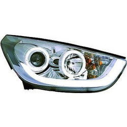 Φανάρια εμπρός Hyundai Tucson IX35 (2010-2013) angel eyes - chrome , με λάμπες (Η1) - σετ 2τμχ