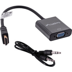 Lanberg AD-0017-BK video cable adapter 0.2 m VGA (D-Sub) HDMI Type A (Standard) Black