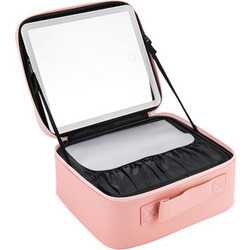 JOCCA MAKEUP BRIEFCASE WITH RECHARGEABLE LED MIRROR PINK
