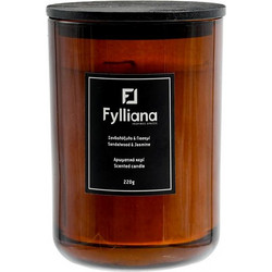 ΑΡΩΜΑΤΙΚΟ ΚΕΡΙ Fylliana FL80105 ΣΑΝΔΑΛΟΞΥΛΟ & ΓΙΑΣΕΜΙ ΣΕ ΓΥΑΛΙΝΟ ΒΑΖΑΚΙ 220gr ΚΑΙ ΣΥΣΚΕΥΑΣΙΑ ΔΩΡΟΥ ΚΑΦΕ ΧΡΩΜΑ 8x10.5εκ - FYLLIANA - 394-125-004