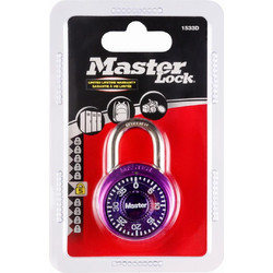 Λουκέτο μίνι MASTERLOCK 38mm σταθερού συνδυασμού σε 4 χρώματα Μωβ