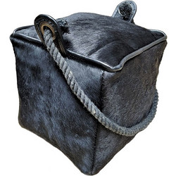 Liberta - Maison PUERTA Διακοσμητικό Door Stopper Δέρμα Μαύρο Βαμβάκι 15x15x15cm 017505