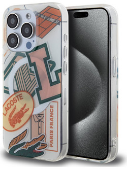 Lacoste Magsafe Double Layer Patch Hard Case Θήκη προστασίας από Σιλικόνη για iPhone 15 Pro White/Orange