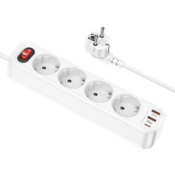 Hoco Πολύπριζο 4 Θέσεων με 2 USB-A, 3 USB-C, Διακόπτη και Καλώδιο 1.8m