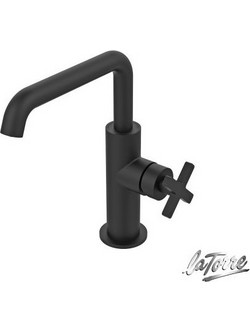 Μπαταρία Νιπτήρος Με Πλαινό Λεβιέ ELLE CROSS Black Matt 38020-400 LA TORRE