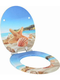 vidaXL Καπάκι Λεκάνης Οβάλ Ξύλινο Πολύχρωμο 44x38cm 42027176