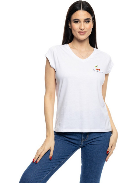 S&apos, Γυναικείο t-shirt με τύπωμα &apos,&apos,CHERRY&apos,&apos, 53-106-014 020 WHITE