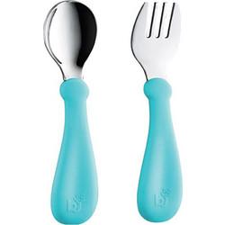 Baby Jem Blue Σετ Βρεφικό Πιρούνι & Κουτάλι από Ανοξείδωτο Ατσάλι 12m+ Μπλε 2τμχ