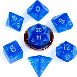 FanRoll Σετ με mini Ζάρια Stardust Blue with Silver Numbers (7)
