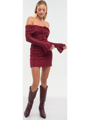 Φόρεμα Μίνι Δαντέλα Off-Shoulder