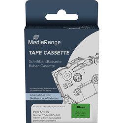 Ετικέτες Γενικής Χρήσης Mediarange (Brother TZ-741/TZe-741) 18mm, 8m, Laminated and Permanent Adhesive, Black on Green Μαύρο κείμενο σε πράσινο φόντο