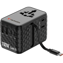 Verbatim Travel Adapter EU/UK/Us Gan 2xUSB-C/2xUSB-A/1xUSB-C Pd 100W Black - (30191)