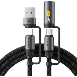 Acefast - Data Cable - Multifunction, Fast Charging, USB/USB-C To Type-C/Cigarette Lighter, 60W, 3A, 1.2m - Black - (J6)