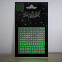 Αυτοκόλλητα Στρασάκια Glow In The Dark Στρογγυλά Ασημί Ιριδίζον