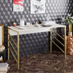 Hanah Home Tuna Γραφείο Gold 120x75x60cm 541Hdl1117