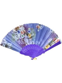 Βεντάλια Χειρός 45x24cm με σχέδιο Λουλούδια 86187 Μωβ