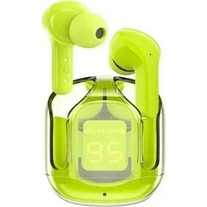 Mίνι Ασύρματα Ακουστικά Bluetooth Διάφανα με Ένδειξη Μπαταρίας - Πράσινα