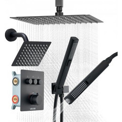 VEVOR Σετ Ντους Thermostatic 305 mm με Ρυθμιζόμενο Οροφής που Προσφέρει Βροχή και Ανακλινόμενη Χειρολαβή, Μαύρο Ματ DPCPHSPHSTZXY93N5002V0