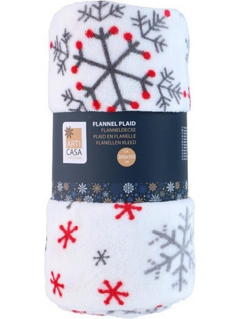 Articasa Arti Casa - Flannel Christmas Blanket 150x200 Cm (White) - (8711252568423_WHITE)