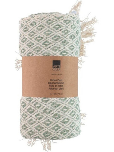 Articasa Arti Casa - Cotton Diamond Pattern Blanket 130x170 Cm (Green / White) - (871125230188)