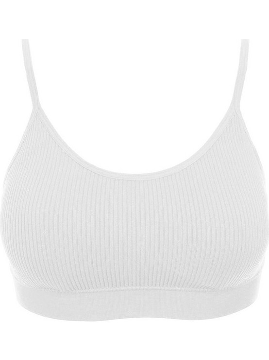 Γυναικείο Τοπ Λευκό Ribbed Seamless με Ενίσχυση - One Size