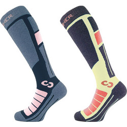 Κάλτσες γυναικείες Pro Socks II Ski Socks 2Pack Sinner Ροζ-Κίτρινο