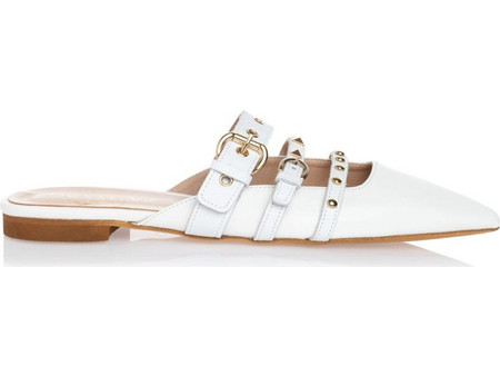 Sante Flats 25-205-09 Mule Ίσιο Εξώφτερνο Λευκό | Made In Greece
