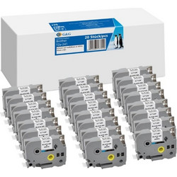 20x G&G Label Tape 18mmx8m B/W compatible with Brother TZe-241