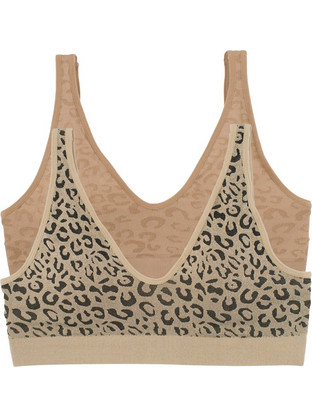 2 Pack Μπουστάκια Animal Print Μπεζ - Σοκολά