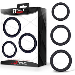 IntoYou Beast Rings Silicone Penis Rings 3pcs BR-139 Σετ Ελαστικά Δαχτυλίδια Πέους Σιλικόνης Μαύρα 3τμχ