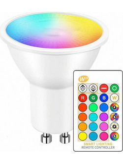LED Λάμπα για Ντουί GU10 3W RGBW 240LM με Ασύρματο Χειριστήριο RZ-0134 λευκή