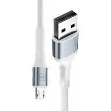 3MK LED / Braided USB 2.0 to micro USB Cable Λευκό 1m 1τμχ