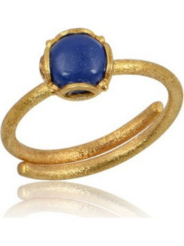 Γυναικείο Δαχτυλίδι Eleni Tsaprali Stone Small Blue Coral Επιχρυσωμένο 925 Ασήμι Μπλε Κοράλι 0194-4 - 0194-4