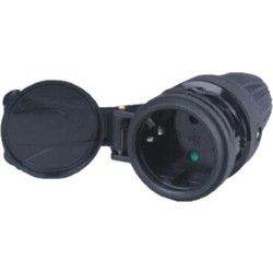 Eurolamp 147-10033 Στεγανό Φις Ρεύματος Θηλυκό Σούκο με Καπάκι Μαύρο