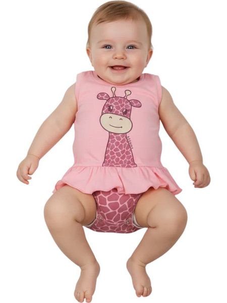 Dreams βρεφικό σετ μπλούζα με βρακάκι Pink Sunny Giraffe