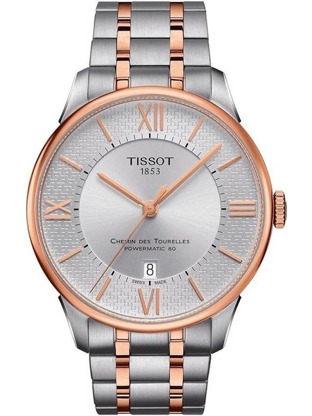 Tissot Chemin Des Tourelles Ανδρικό Ρολόι Αυτόματο με Ασημί Ροζ Χρυσό Μεταλλικό Μπρασελέ T099.407.22.038.01