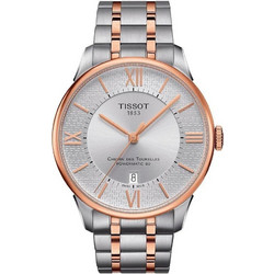 Tissot Chemin Des Tourelles Ανδρικό Ρολόι Αυτόματο με Ασημί Ροζ Χρυσό Μεταλλικό Μπρασελέ T099.407.22.038.01