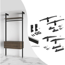 KIT ΑΡΘΡΩΤΩΝ ΠΛΑΙΣΙΩΝ ΡΑΦΙΕΡΑΣ ΓΙΑ 1 ΡΑΦΙ, 1 ΕΡΜΑΡΙΟ & 1 ΣΩΛΗΝΑ (ΧΩΡΙΣ ΤΑ ΞΥΛΙΝΑ ΣΤΟΙΧΕΙΑ) EMUCA ZERO 7022454 ΜΑΥΡΟ ΜΑΤ