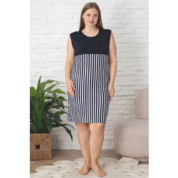 Γυναικείο Νυχτικό Αμάνικο Homewear S5275 - ΜΠΛΕ-ΛΕΥΚΟ