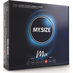 My.Size Mix 60mm Προφυλακτικά Λεπτά με Ραβδώσεις Γεύσεις & Λιπαντικό 28τμχ