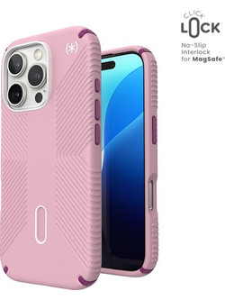 Speck Presidio2 Grip ClickLock & MagSafe - Case for iPhone 16 Pro (Wednesday Pink / Boysenberry Purple / White) - (150701-3250)