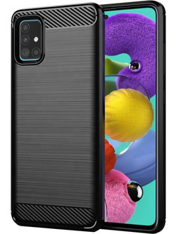 Techsuit Carbon Silicone Back Cover Black (Samsung Galaxy A51)