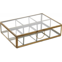 Γυαλινη μπιζουτιέρα με χάλκινο σκελετό 15x22cm