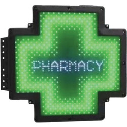 Πινακίδα Σταυρός Φαρμακείου LED Διπλής Όψης 50x50cm με Βάση + Τηλεχειριστήριο - Αδιάβροχη